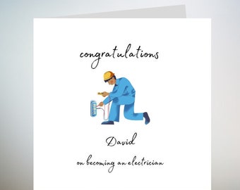 Personalised New Electrician Card - Personalised New Electrician Gifts - Newly Qualified Card - New Job Card - New Electrician Business 6x6