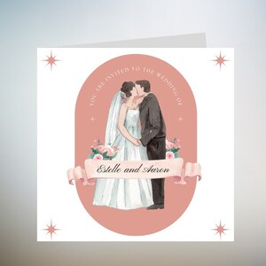Carte de mariage personnalisée, carte de mariage personnalisée de jeunes mariés, carte de voiture de mariage, jeunes mariés, carte de félicitations pour le jour du mariage 6 x 6