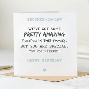 Carte d'anniversaire personnalisée beau-frère, carte de joyeux anniversaire, carte d'anniversaire personnalisée, carte de voeux personnalisée 6 x 6