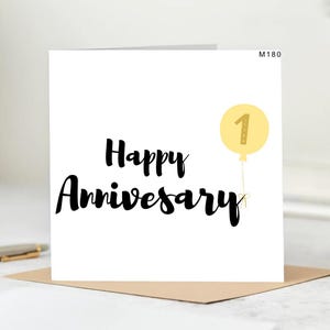 Kaart 1 jaar voor echtgenoot, vrouw kaart 1e verjaardag, kaart 1 jaar voor vriend, voor vriendin, verjaardag 6 x 6