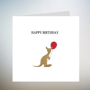 Alles Gute zum Geburtstag Grußkarte, Känguru-Ballon-Design personalisiert 6x6