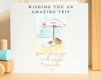 Wishing You An Amazing Trip Bon Voyage Card, Safe Travels Greeting Card, Beach Travel Gift, Adventure Farewell Card, Summer Holiday