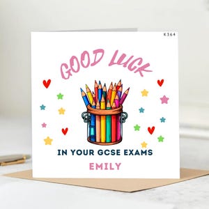 Good Luck Exams Card, A Level Good Luck, GCSE Good Luck Cards, Good Luck 11 Plus Card, School Good Luck Card, in je examens, gepersonaliseerd 6 x 6