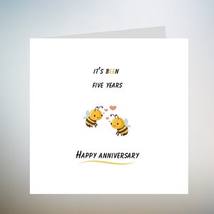 Tarjeta de aniversario HAP-BEE, linda tarjeta de aniversario de abejorro para una pareja, tarjeta de aniversario para amigos y familiares 6x6