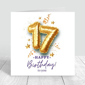 Gepersonaliseerde 17e verjaardagskaart voor zoon 17e verjaardagskaarten Zoon 17 Kaart Zoon 17e verjaardagscadeau Zonen 17e verjaardag Prints Happy 17e 6x6