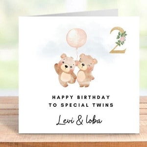 Carte d'anniversaire personnalisée de jumeaux, carte de joyeux anniversaire pour les jumeaux 6x6