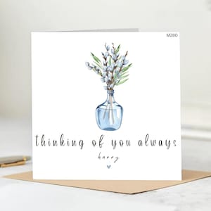 Carte personnalisée "Je pense à vous" - Je pense toujours à vous | Carte florale pensée à vous 6 x 6