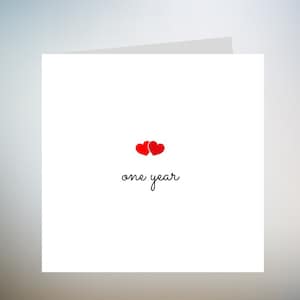 Eenjarig jubileumkaart, 1 jaar, voor vriend, vriendin, man, vrouw, partner, romantische liefdeskaart, leuke verjaardag, 6x6