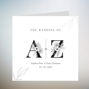 Carte d'initiale personnalisée de mariage, carte de mariage personnalisée de jeunes mariés, carte de voiture de mariage, jeunes mariés, carte de félicitations pour le jour du mariage 6 x 6