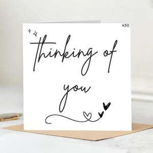Carte Je pense à vous, carte Juste parce que, carte d'envoi d'amour, carte d'encouragement, carte Je suis là pour vous, carte Je t'aime. 6 x 6