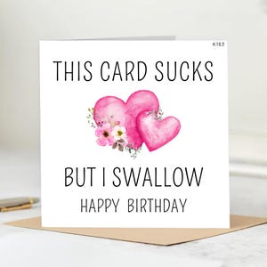 Carte de voeux inappropriée drôle de jour de naissance | Cette carte peut être mauvaise, mais j'avale. Carte Joyeux anniversaire 6 x 6 cartes facilement personnalisable