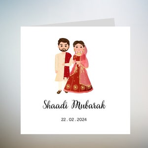 Carte Shaadi personnalisée, Shaadi Moubarak, jour de Nikkah, cadeau de Nikkah, Nikah, mariage islamique, carte pakistanaise, fiançailles, couple Shaadi de luxe 6 x 6