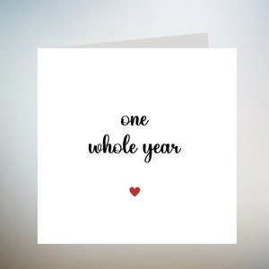 Eenjarig jubileumkaart, 1 jaarverjaardagskaart voor vriend,verjaardag 6x6
