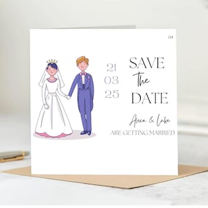 Carte "Retenez cette date", carte de mariage personnalisée Just Married, carte de voiture de mariage, jeunes mariés, carte de mariage de félicitations 6 x 6