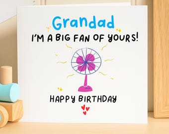 Grandad Birthday Card, Funny Puns for Grandad, I'm a Big Fan of Yours, Cute Grandad Card, Father’s Day Card for Grandad, Birthday Puns