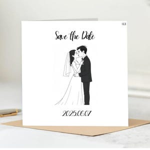 Carte "Retenez cette date", carte de mariage personnalisée Just Married, carte de voiture de mariage, jeunes mariés, carte de mariage de félicitations 6 x 6