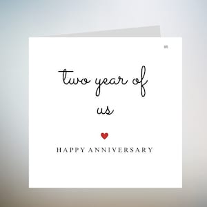 Tarjeta de aniversario de 2 años / Tarjeta para esposo / esposa / novio / novia / pareja / Aniversario de dos años 6x6
