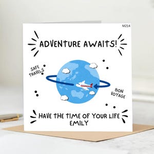 L'avventura ti aspetta, Biglietto personalizzato, Biglietto di buon viaggio, Biglietto di addio, Biglietto "Ci mancherai", Biglietto di buona fortuna 6x6