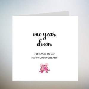 Eenjarig jubileumkaart, 1 jaar, voor vriend, vriendin, man, vrouw, partner, romantische liefdeskaart, leuke verjaardag, 6x6