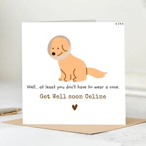 Carte de rétablissement, carte de rétablissement, carte de chien, carte de rétablissement rapide, au moins vous n'avez pas à porter de cône, carte de chien amusante, du chien, 6 x 6