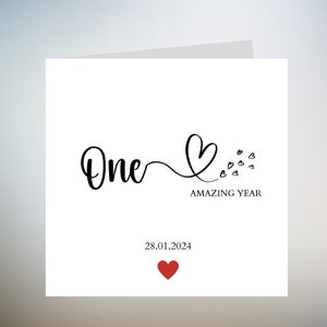 Eenjarig jubileumkaart, 1 jaarverjaardagskaart voor vriend,verjaardag 6x6