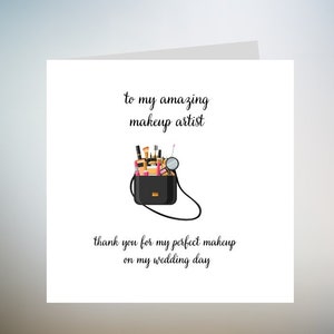 Cartão de agradecimento de artista de maquiagem, cartão de agradecimento de maquiagem de casamento, cartão para casamento MUA, cartão de agradecimento casamento, cartão Glam Squad de casamento - 6x6