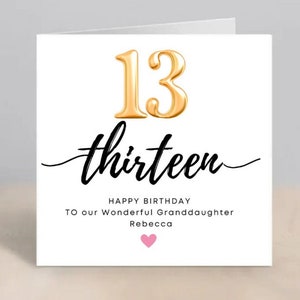 13.Geburtstagskarte - Personalisierte 17 Jahre Karte - Handgefertigt und Maßgeschneidert für Sie - Perfekt für Tochter, Nichte, Enkelin oder Freundin 15x15