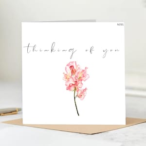 Carte personnalisée "Je pense à vous" - Je pense toujours à vous | Carte florale pensée à vous 6 x 6