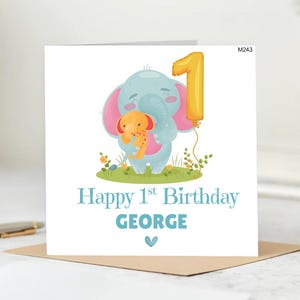 Biglietto di auguri personalizzato per il 1° compleanno, biglietto per nipote, biglietto per bambino di un anno, biglietto per il primo compleanno, biglietto per figlio, nipote, safari, giungla, 6x6