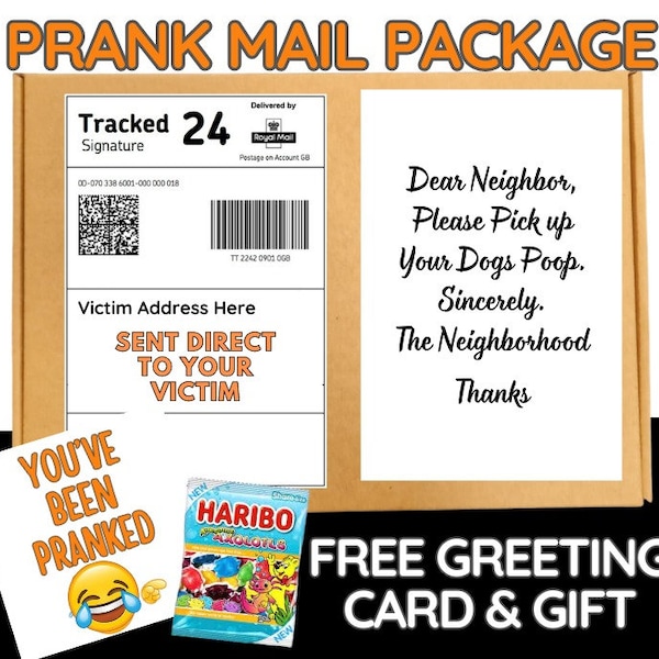 Prank Mail Package Dog Poop Pickup Sent Directly to Victim by Post - Adult Joke Parcel Birthday Postal Gift Funny Gag Embarrasing Humour