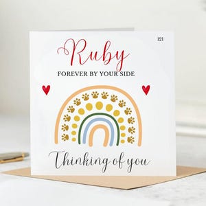 Pensando en ti Con simpatía por la pérdida de tu gato - Tarjeta de condolencias por la pérdida de un gato - Tarjeta personalizada por la pérdida de una mascota 6x6