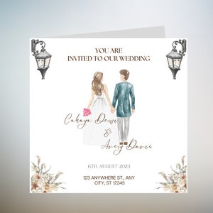 Carte d'initiale personnalisée de mariage, carte de mariage personnalisée de jeunes mariés, carte de voiture de mariage, jeunes mariés, carte de félicitations pour le jour du mariage 6 x 6
