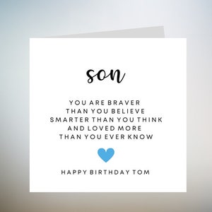 Cartão de aniversário personalizado do filho, cartão de aniversário do filho adulto, cartão de aniversário especial do poema do filho, cartão para o filho adulto 6x6