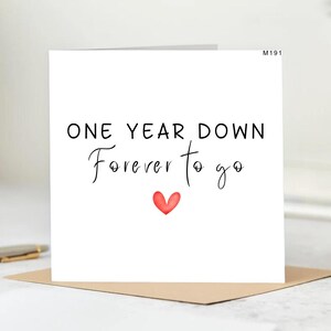 Kaart 1 jaar voor echtgenoot, vrouw kaart 1e verjaardag, kaart 1 jaar voor vriend, voor vriendin, verjaardag 6 x 6