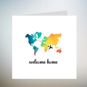 Carte de bienvenue personnalisée pour la maison | Carte d'année sabbatique | Carte de Voyage | Carte pour rentrer à la maison 6 x 6