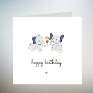 Tarjeta de cumpleaños de elefante personalizada para amantes de los animales, tarjeta de elefante 6x6