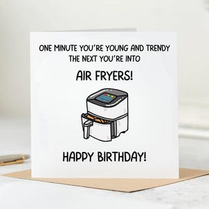 Cartão de aniversário engraçado para Air Fryer - Cartão de aniversário para Air Fryer - Cartão de aniversário para Air Fryer - Cartão engraçado para Air Fryer - Cartão de culinária para assar para um amigo 6x6