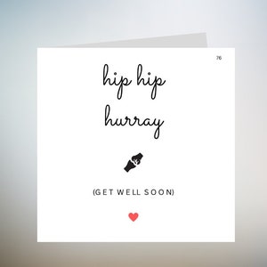 Hip Hip Hooray, cartão engraçado de melhoras, amigo, operação de quadril, cartão de cirurgia de quadril, cartão de recuperação 6x6