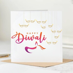 Happy Diwali Card, Festival of Light, Diwali-wenskaart, kleurrijke kaars Diwali Card, voor familie vrienden zoon dochter moeder vader 6 x 6