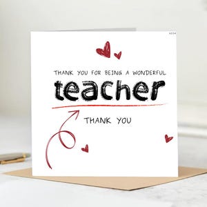 Obrigado por tudo, professor, cartão personalizado para professor, cartão de agradecimento para professor, cartão de fim de ano letivo para professor, cartão de fim de semestre 6x6