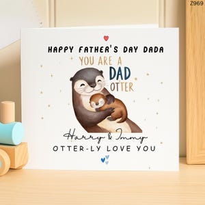 Personalized Father's Day Card for Dada, Cute Otter Dad Pun Card, Otter-ly Love You Card from Kids, Custom Name Dada Gift, Harry and Immy