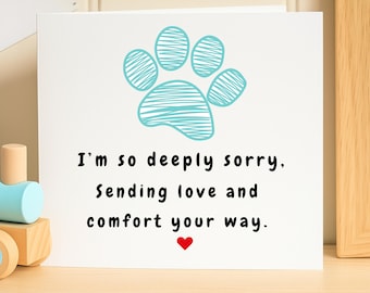 Tarjeta de condolencias por la pérdida de un perro o un gato / Tarjeta de duelo con huella de pata "Lo sentimos mucho" / Tarjeta "Pensando en ti" del Puente Arcoíris / Pérdida de mascota