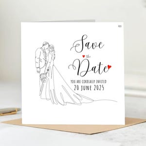 Carte "Retenez cette date", carte de mariage personnalisée Just Married, carte de voiture de mariage, jeunes mariés, carte de mariage de félicitations 6 x 6