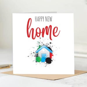 Carte Happy New Home, Félicitations pour votre nouvelle maison, Carte pour nouvelle maison, Carte de pendaison de crémaillère, Carte pour nouvelle maison pour amis, Première carte pour maison 6 x 6
