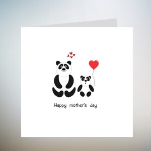 Panda Happy Mothers Day Card, Moederdagkaart, Moederdagkaart, Kaart voor Moederdag, Speciale kaart voor Moederdag, Moederdag 6x6