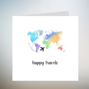 Gepersonaliseerde reiskaart, laat het avontuur beginnen, tussenjaarkaart, Bon Voyage-kaart, backpackkaart, wereldreiskaart, gelukskaart 6 x 6