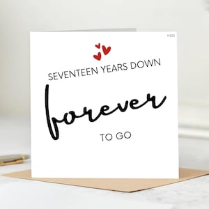 17 ans à vous aimer, carte de Saint-Valentin, dix-sept ans ensemble, carte personnalisée 6 x 6