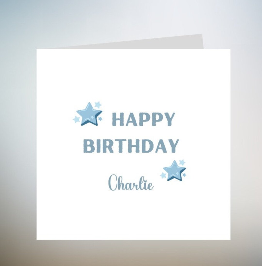 Personalised Happy Birthday Card, Boy Birthday Card, Blue Birthday Card ...