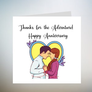 Tarjeta de feliz aniversario, tarjeta de amor, tarjeta de aniversario de boda, linda para pareja, novia, novio, marido, esposa, juego de palabras 6x6