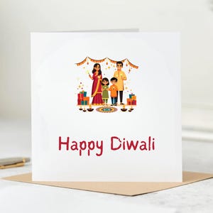 Happy Diwali Card, Festival of Light, Diwali-wenskaart, kleurrijke kaars Diwali Card, voor familie vrienden zoon dochter moeder vader 6 x 6